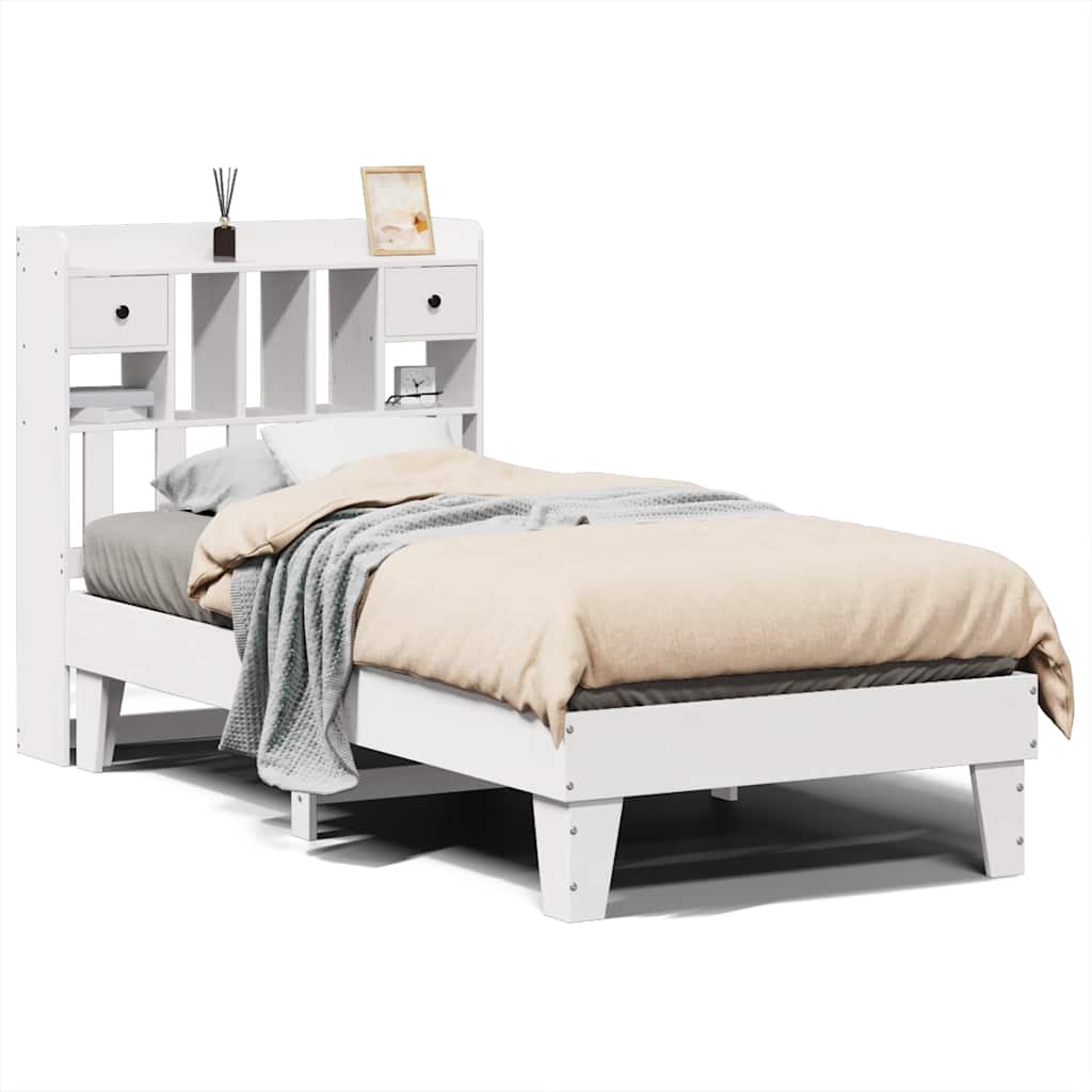 Cadre de lit sans matelas blanc 90x200 cm bois de pin massif - XIOS
