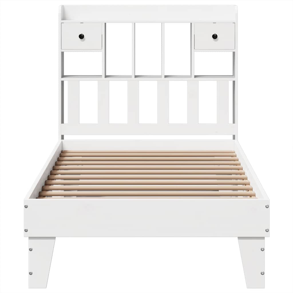 Cadre de lit sans matelas blanc 90x200 cm bois de pin massif - XIOS
