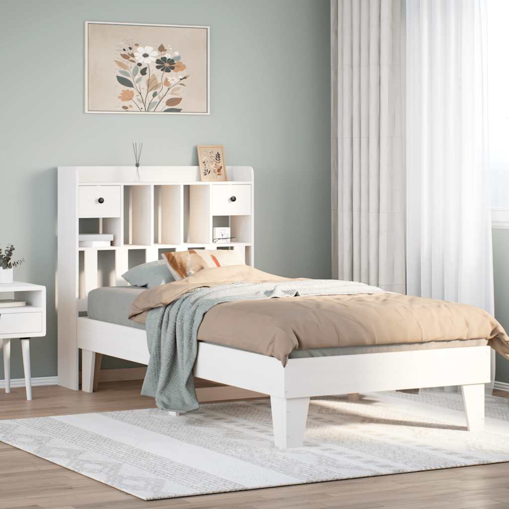 Cadre de lit sans matelas blanc 90x200 cm bois de pin massif - XIOS