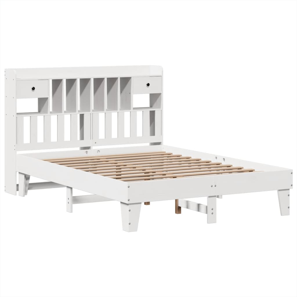 Cadre de lit sans matelas blanc 140x190 cm bois de pin massif - XIOS