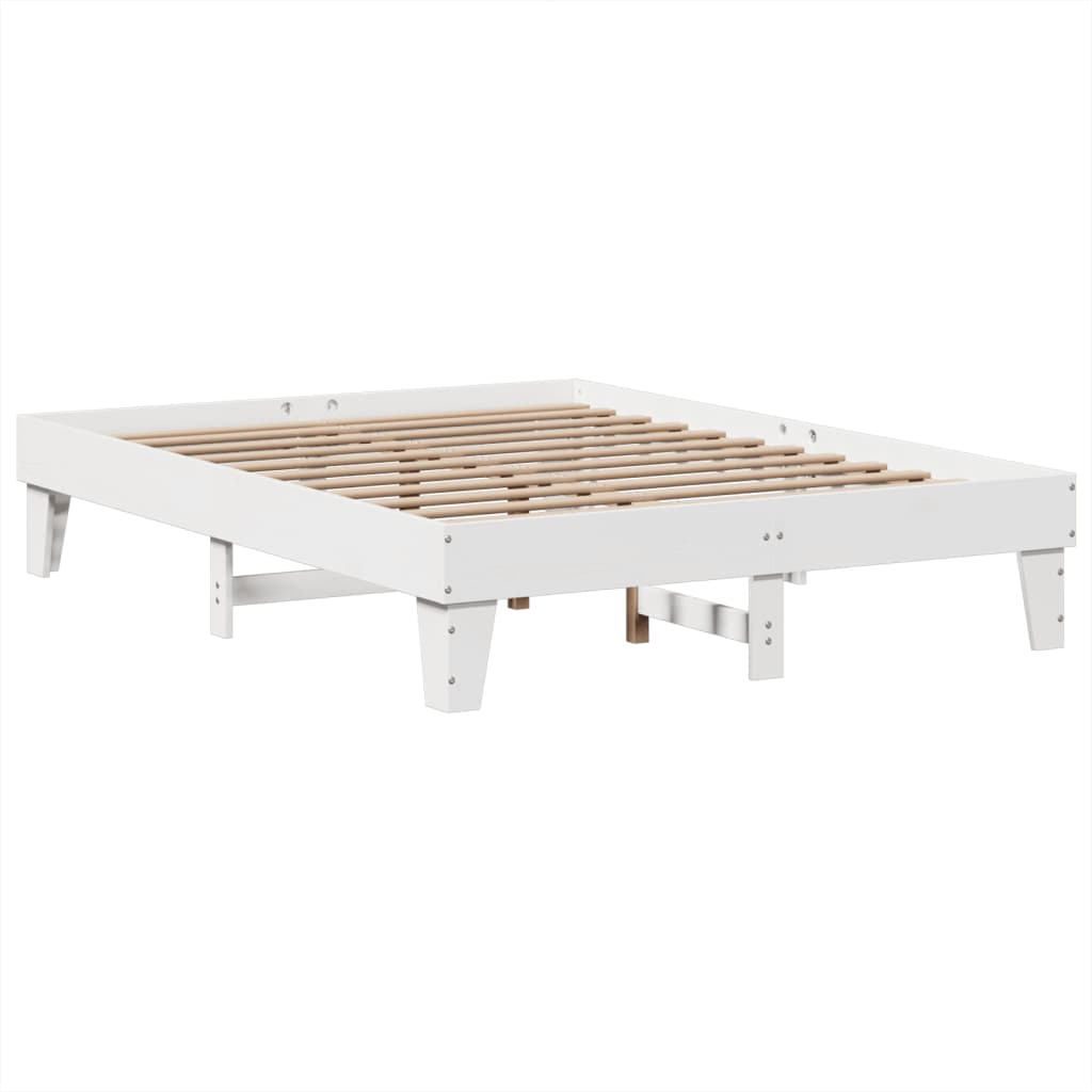 Cadre de lit sans matelas blanc 140x190 cm bois de pin massif - XIOS