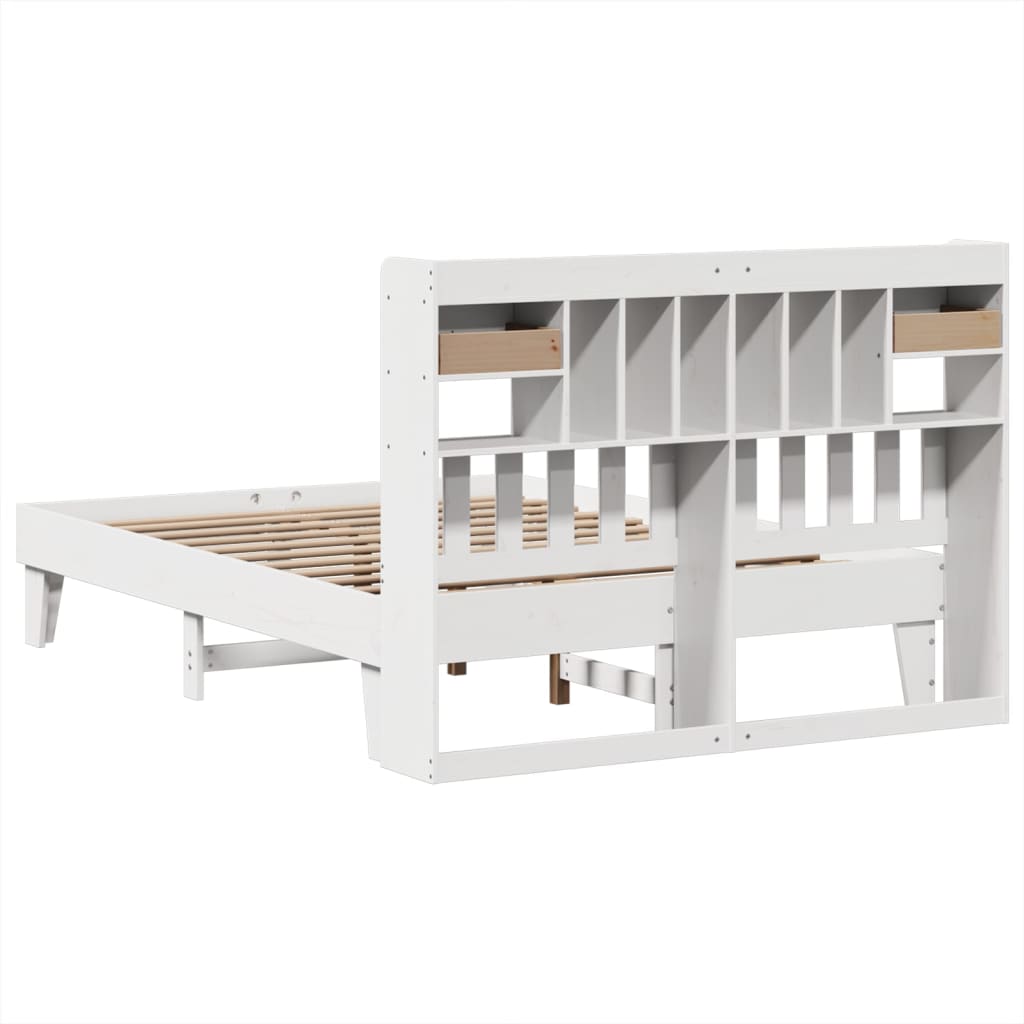Cadre de lit sans matelas blanc 140x190 cm bois de pin massif - XIOS