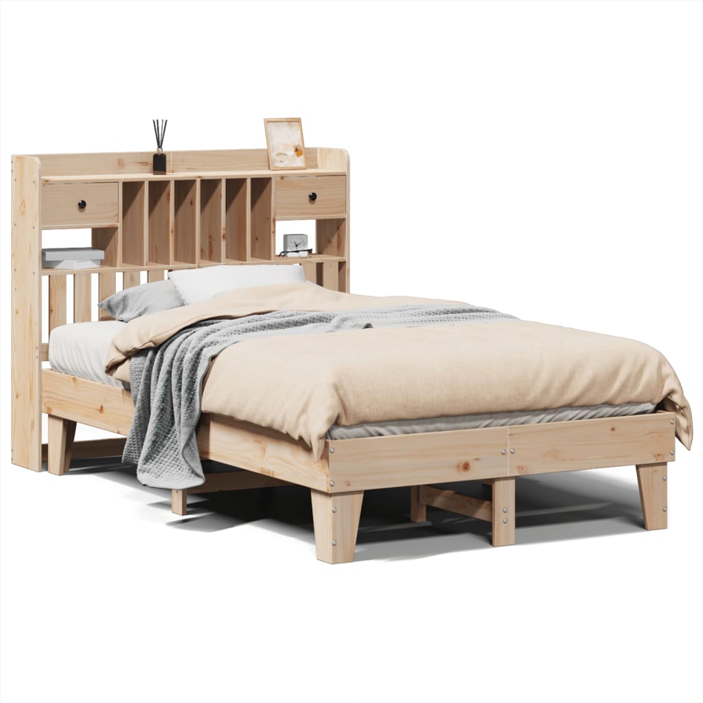 Cadre de lit sans matelas 135x190 cm bois de pin massif - XIOS