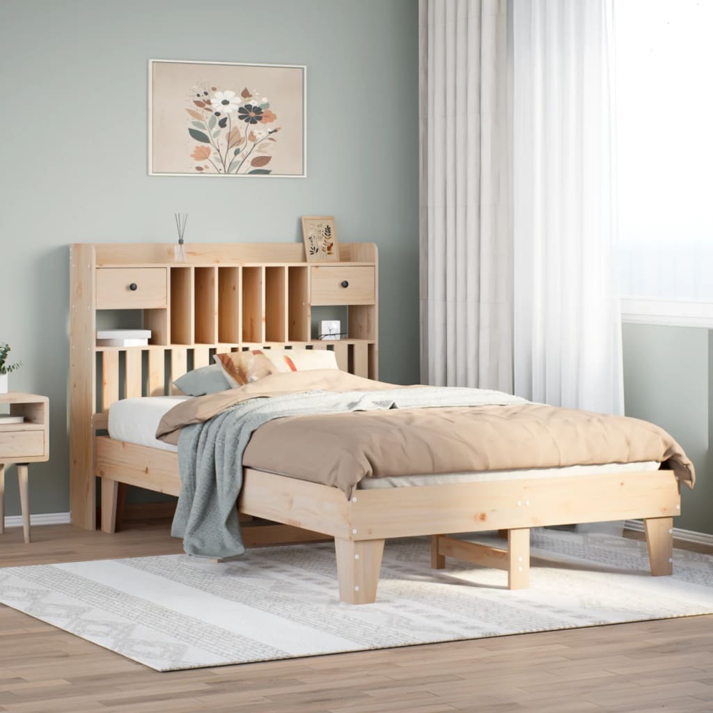 Cadre de lit sans matelas 135x190 cm bois de pin massif - XIOS