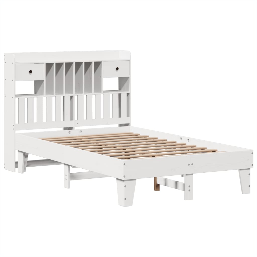 Cadre de lit sans matelas blanc 135x190 cm bois de pin massif - XIOS