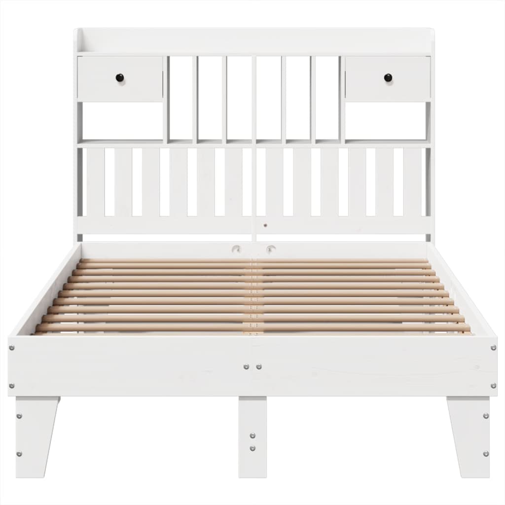 Cadre de lit sans matelas blanc 135x190 cm bois de pin massif - XIOS