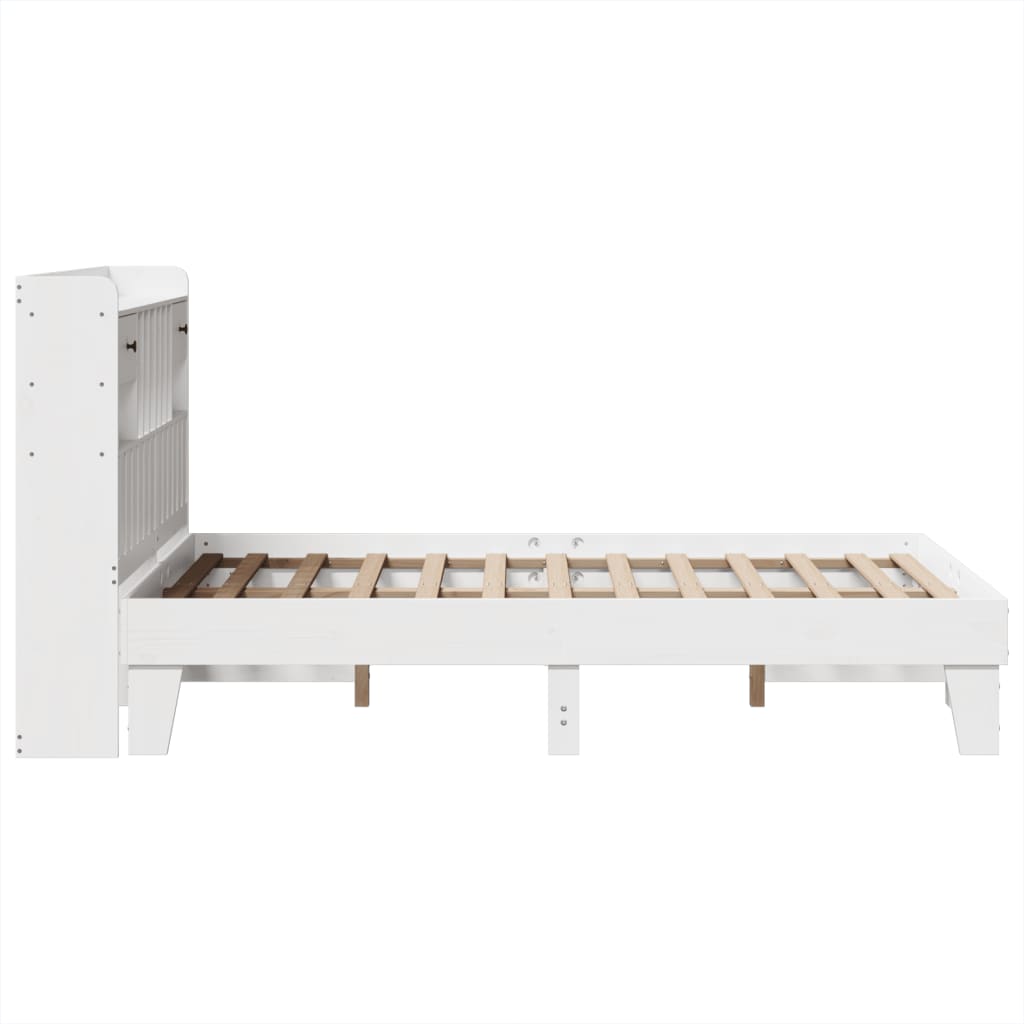 Cadre de lit sans matelas blanc 135x190 cm bois de pin massif - XIOS