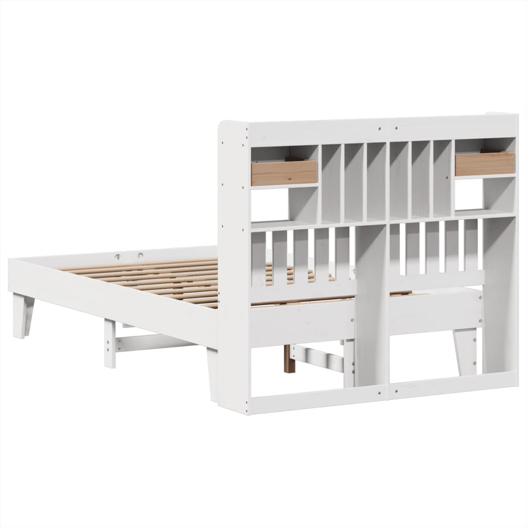 Cadre de lit sans matelas blanc 135x190 cm bois de pin massif - XIOS