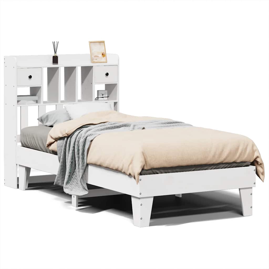 Cadre de lit sans matelas blanc 90x190 cm bois de pin massif - XIOS