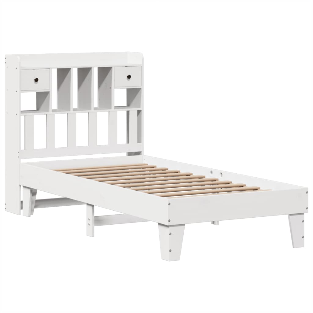 Cadre de lit sans matelas blanc 75x190 cm bois de pin massif - XIOS