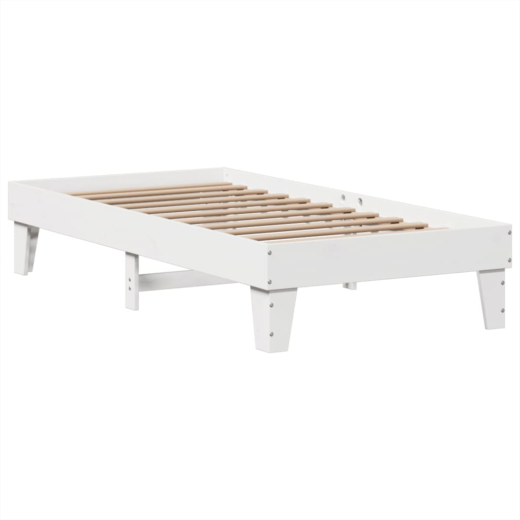 Cadre de lit sans matelas blanc 75x190 cm bois de pin massif - XIOS