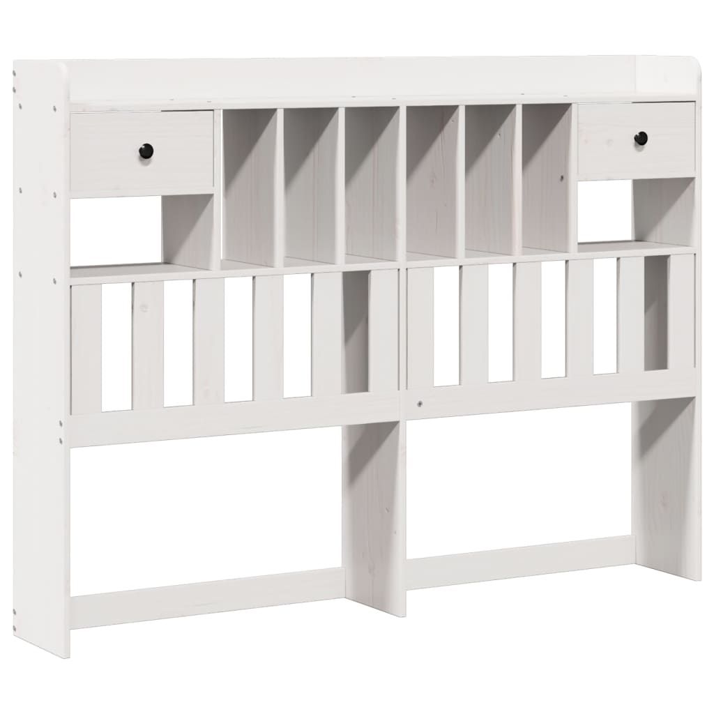 Lit bibliothèque sans matelas blanc 160x200 cm bois pin massif - XIOS