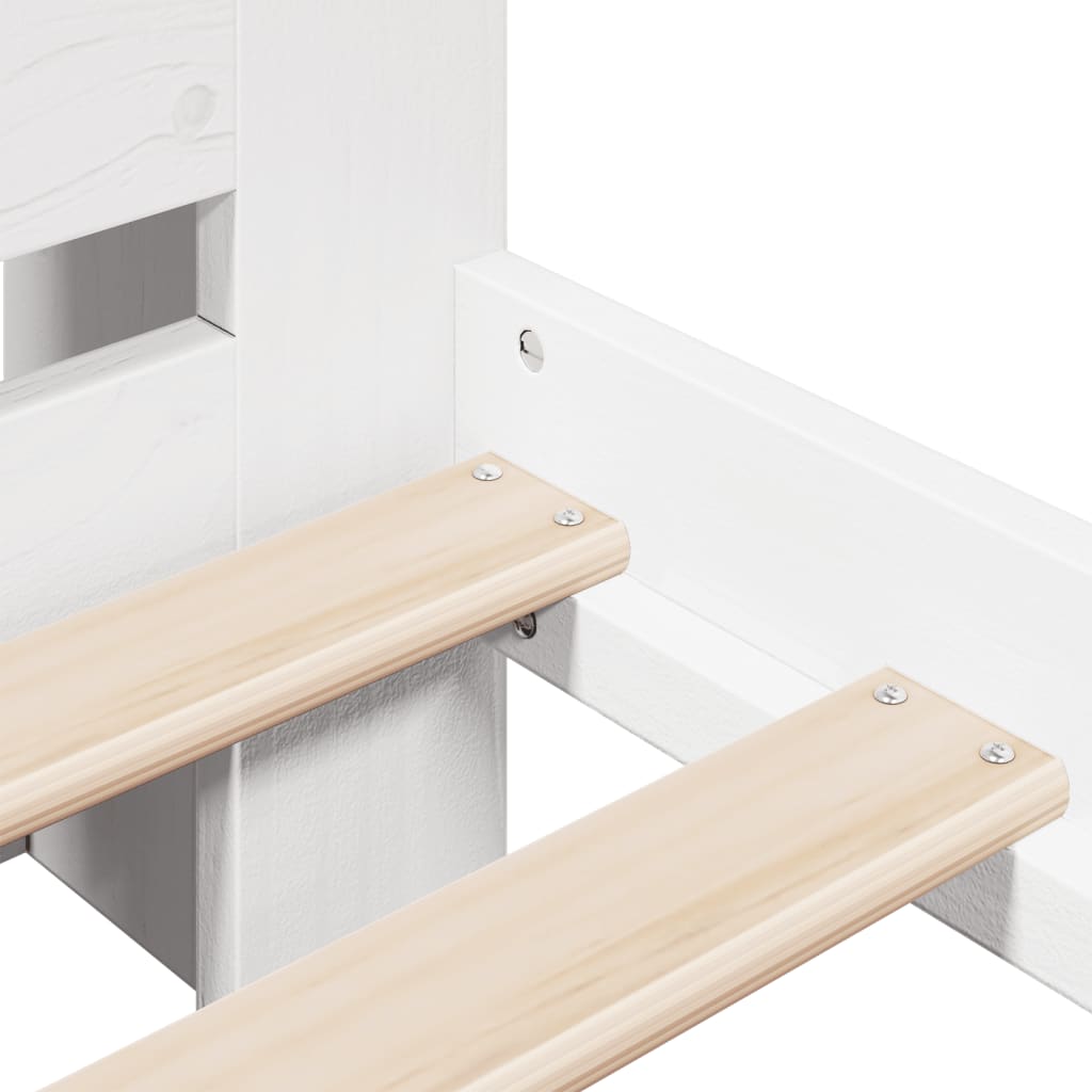 Lit bibliothèque sans matelas blanc 160x200 cm bois pin massif - XIOS