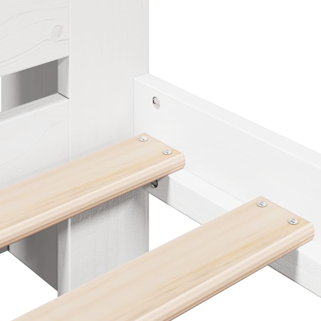 Lit bibliothèque sans matelas blanc 150x200 cm bois pin massif - XIOS