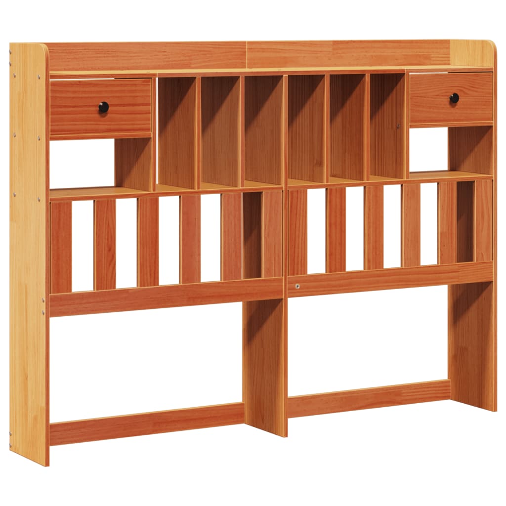 Lit bibliothèque sans matelas cire marron 150x200 cm pin massif - XIOS