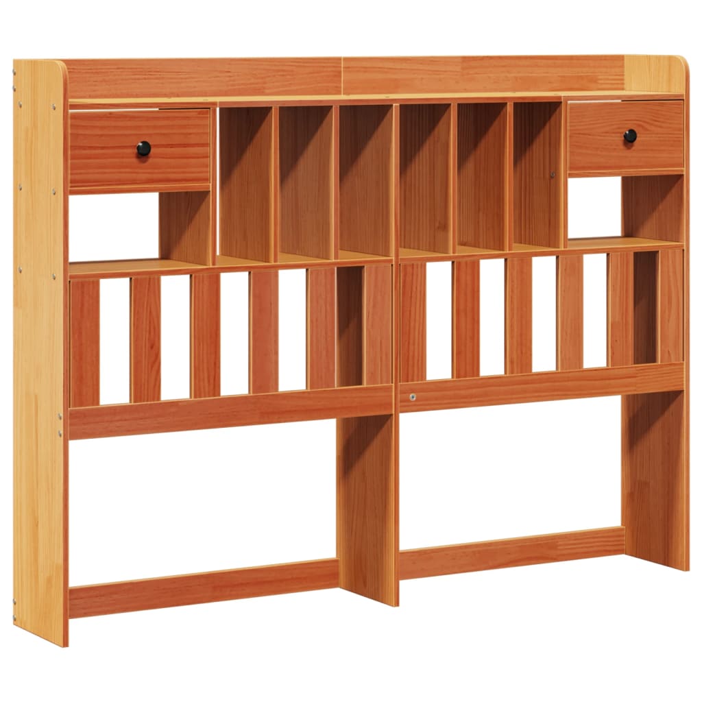 Lit bibliothèque sans matelas cire marron 140x200 cm pin massif - XIOS