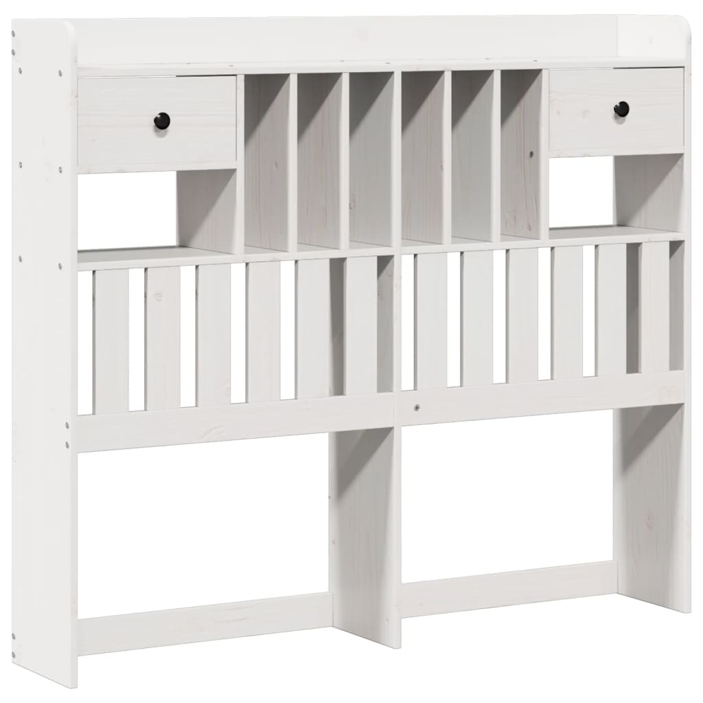 Lit bibliothèque sans matelas blanc 135x190 cm bois pin massif - XIOS
