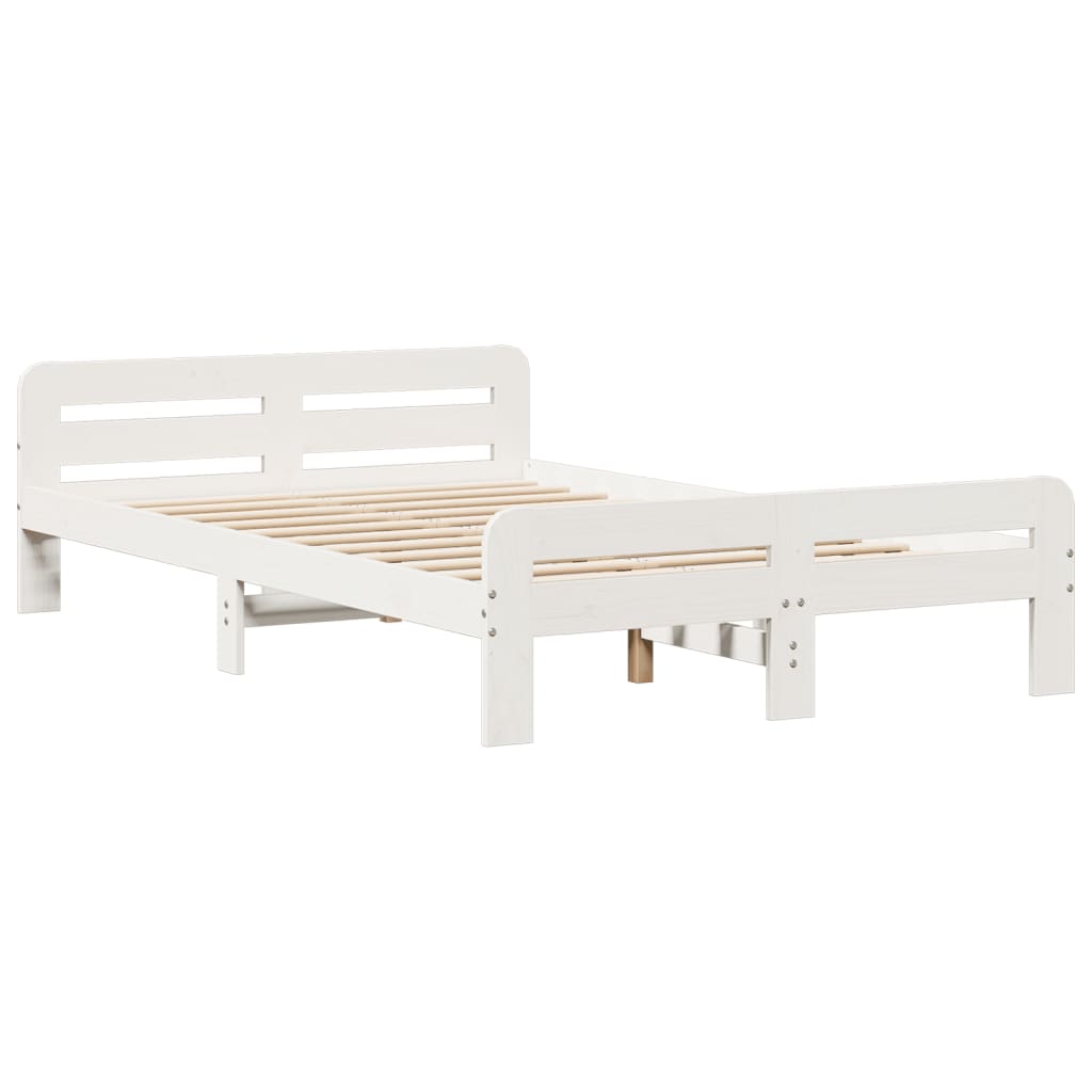 Lit bibliothèque sans matelas blanc 135x190 cm bois pin massif - XIOS