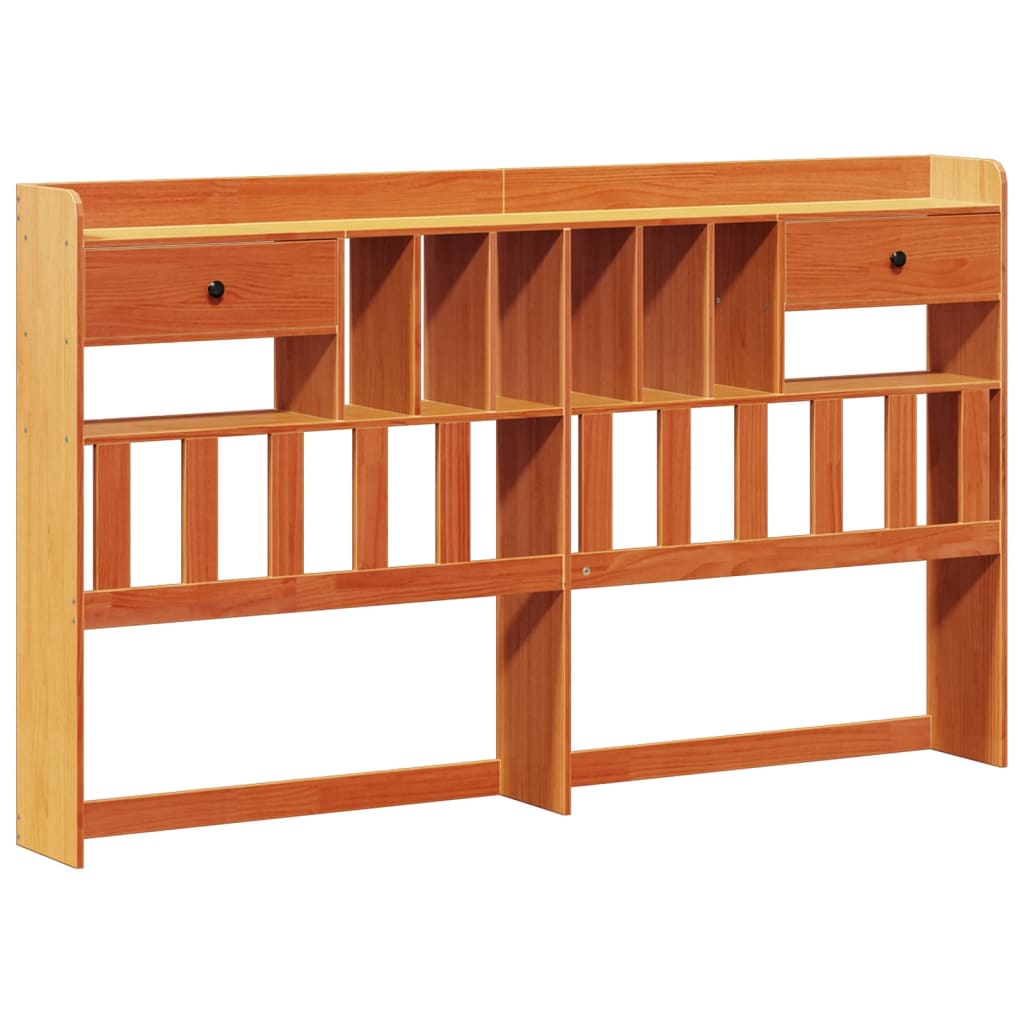 Lit bibliothèque sans matelas cire marron 200x200 cm pin massif - XIOS