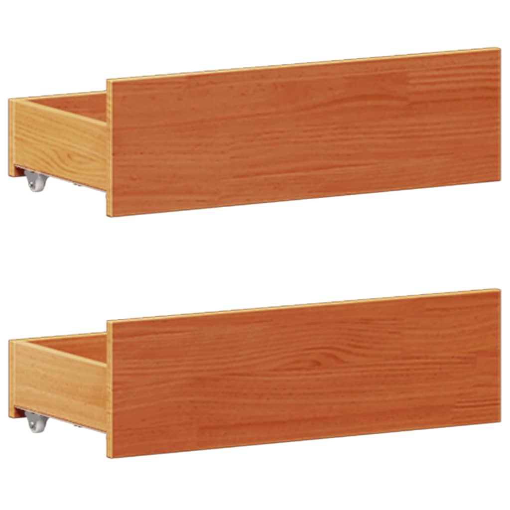 Lit bibliothèque sans matelas cire marron 200x200 cm pin massif - XIOS