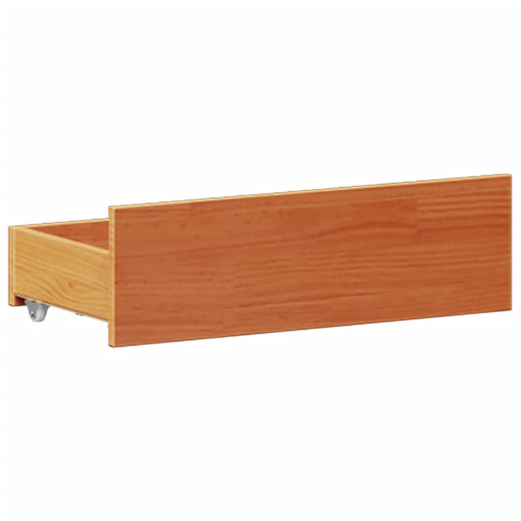 Lit bibliothèque sans matelas cire marron 200x200 cm pin massif - XIOS