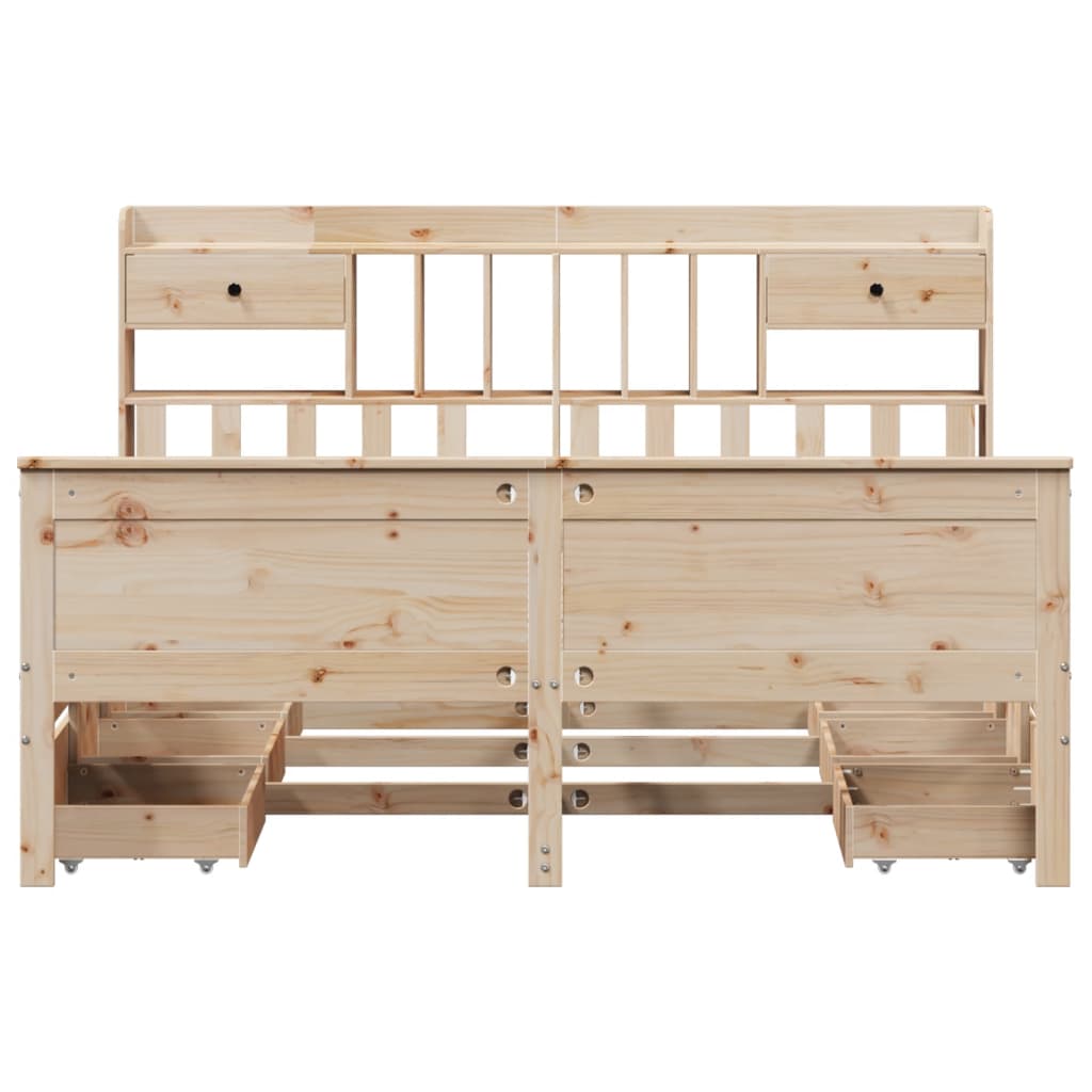 Lit bibliothèque sans matelas 180x200 cm bois massif de pin - XIOS