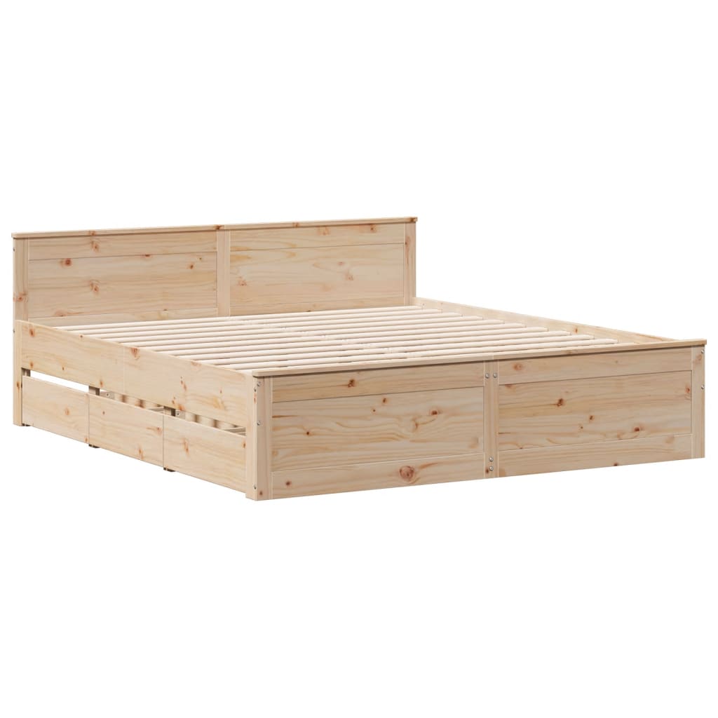 Lit bibliothèque sans matelas 180x200 cm bois massif de pin - XIOS