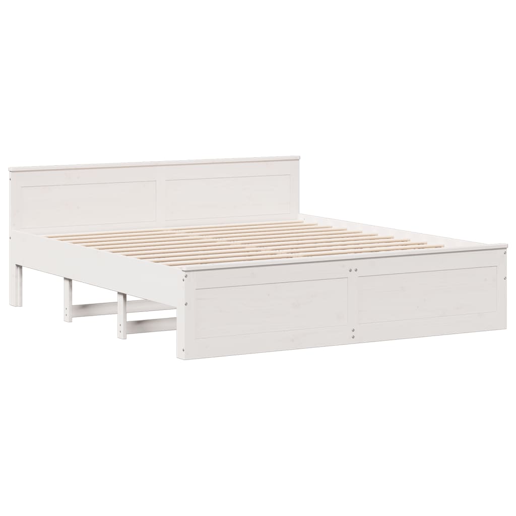 Lit bibliothèque sans matelas blanc 180x200 cm bois pin massif - XIOS