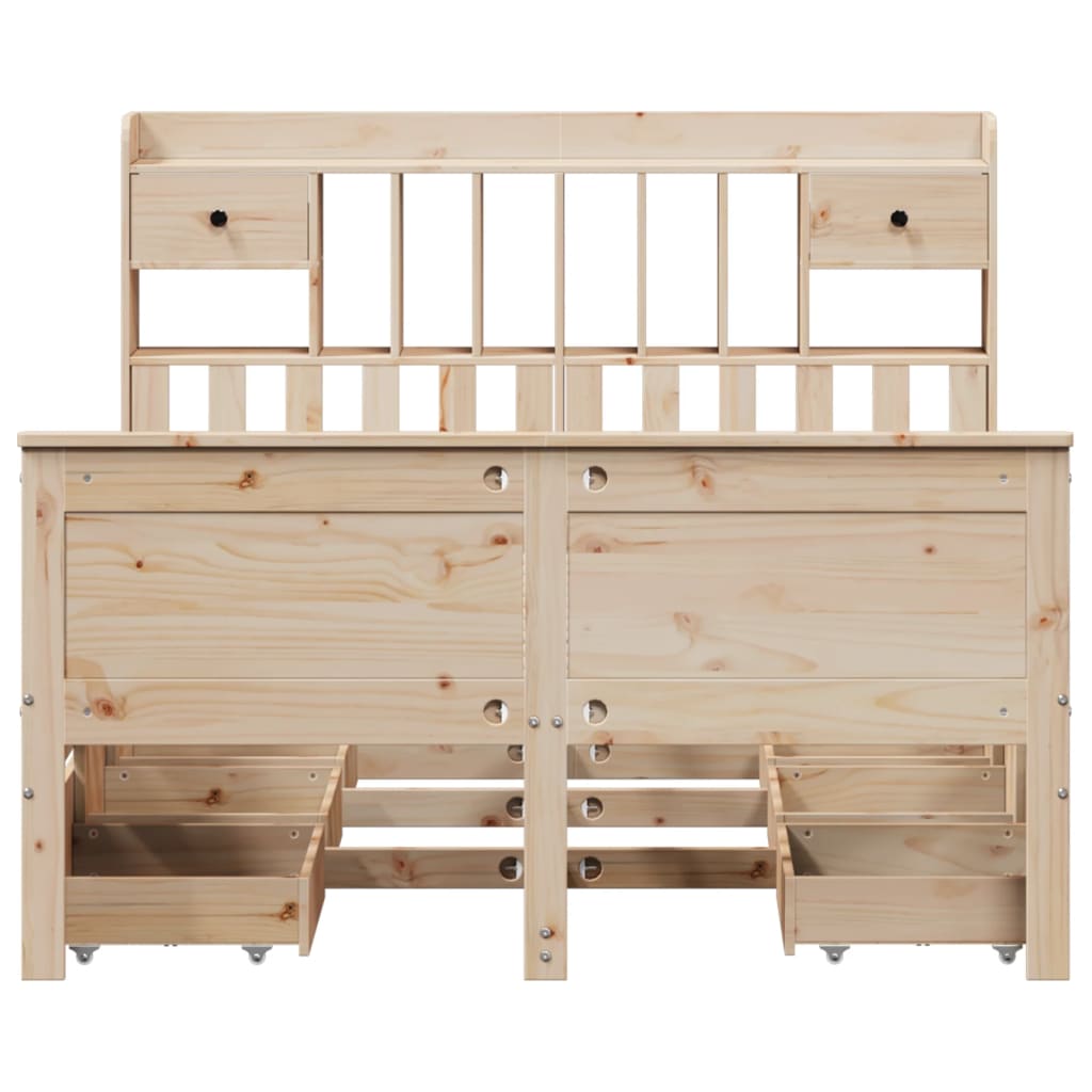 Lit bibliothèque sans matelas 150x200 cm bois massif de pin - XIOS