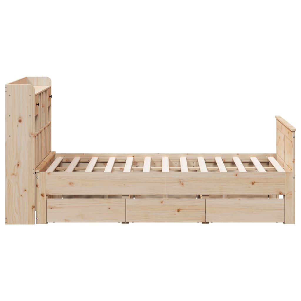 Lit bibliothèque sans matelas 150x200 cm bois massif de pin - XIOS