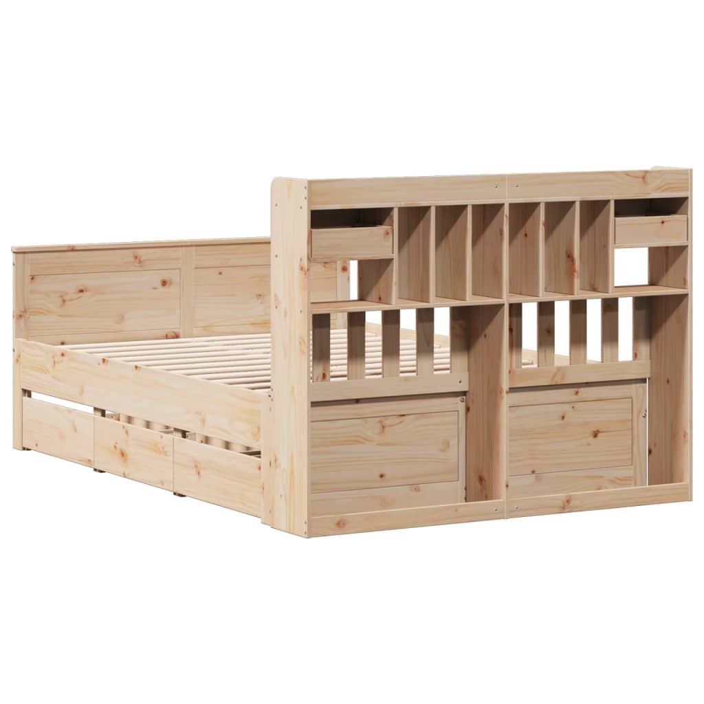 Lit bibliothèque sans matelas 150x200 cm bois massif de pin - XIOS