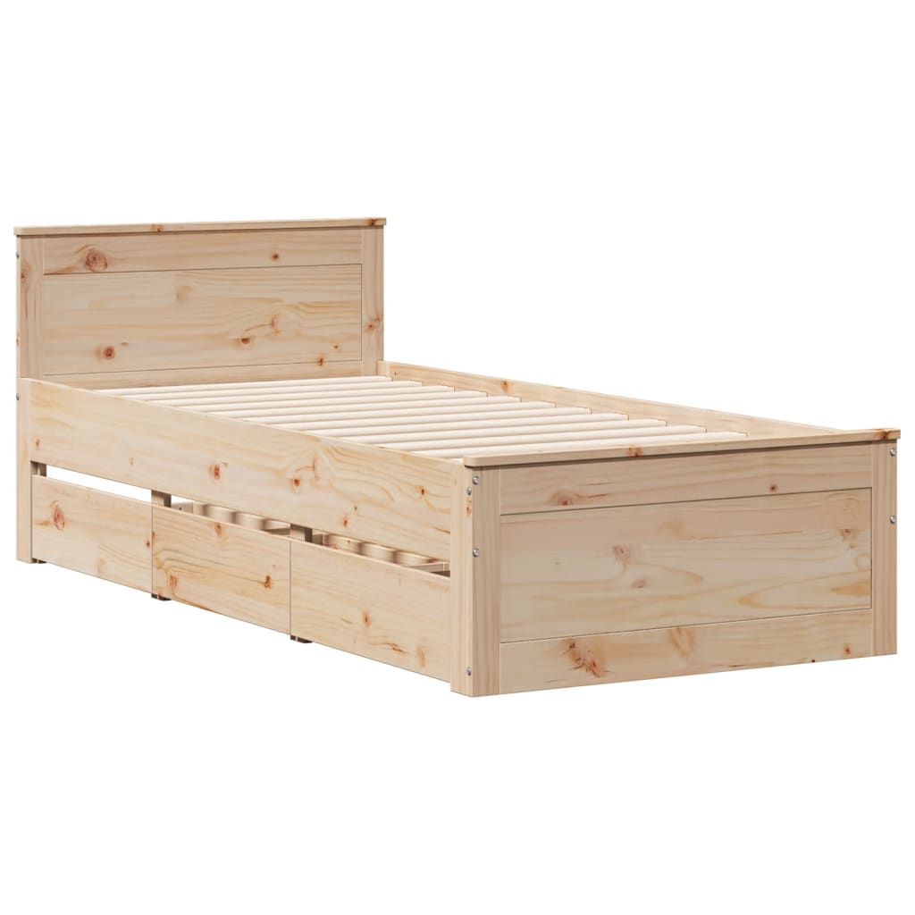 Lit bibliothèque sans matelas 100x200 cm bois massif de pin - XIOS