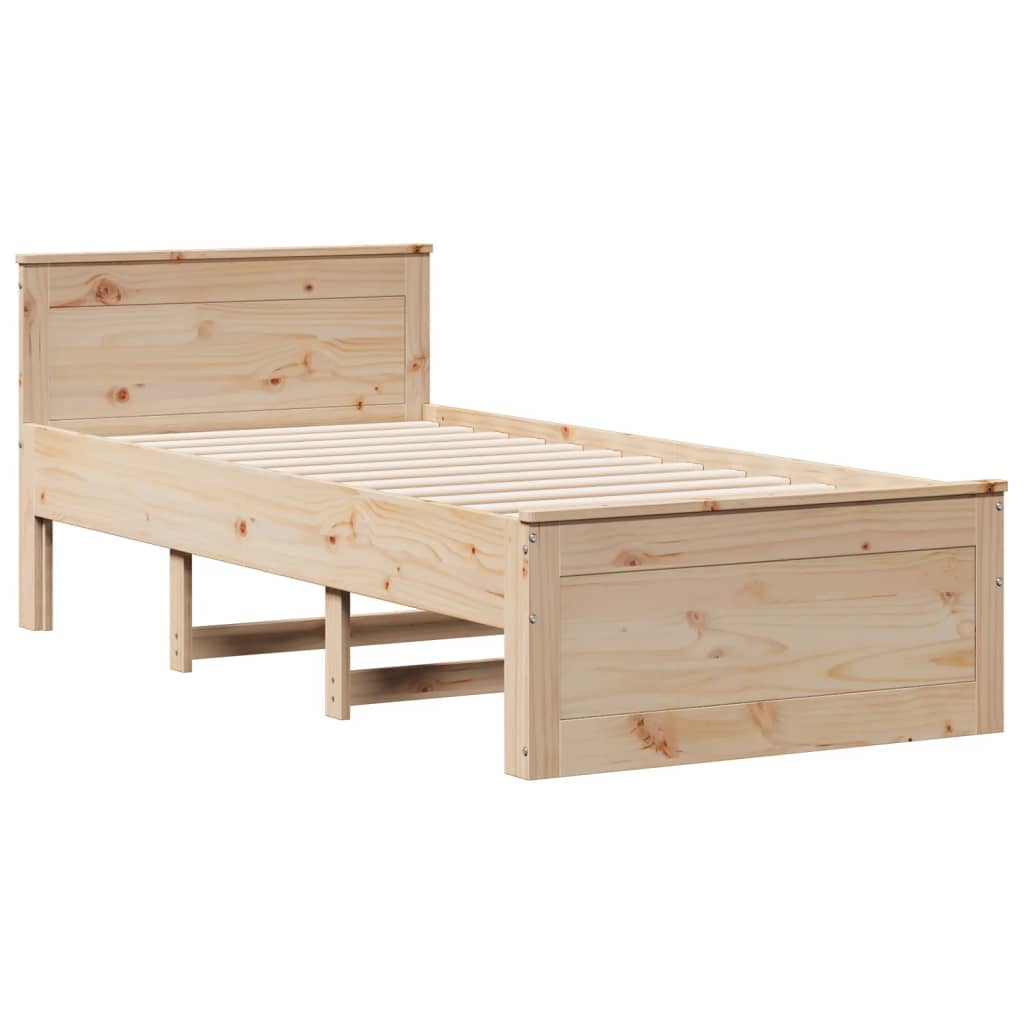Lit bibliothèque sans matelas 90x200 cm bois de pin massif - XIOS