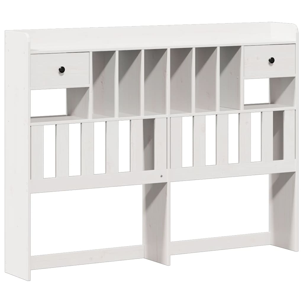Lit bibliothèque sans matelas blanc 140x190 cm bois pin massif - XIOS