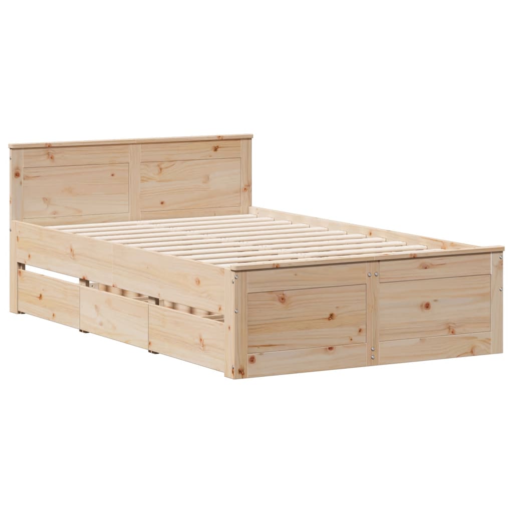Lit bibliothèque sans matelas 135x190 cm bois de pin massif - XIOS