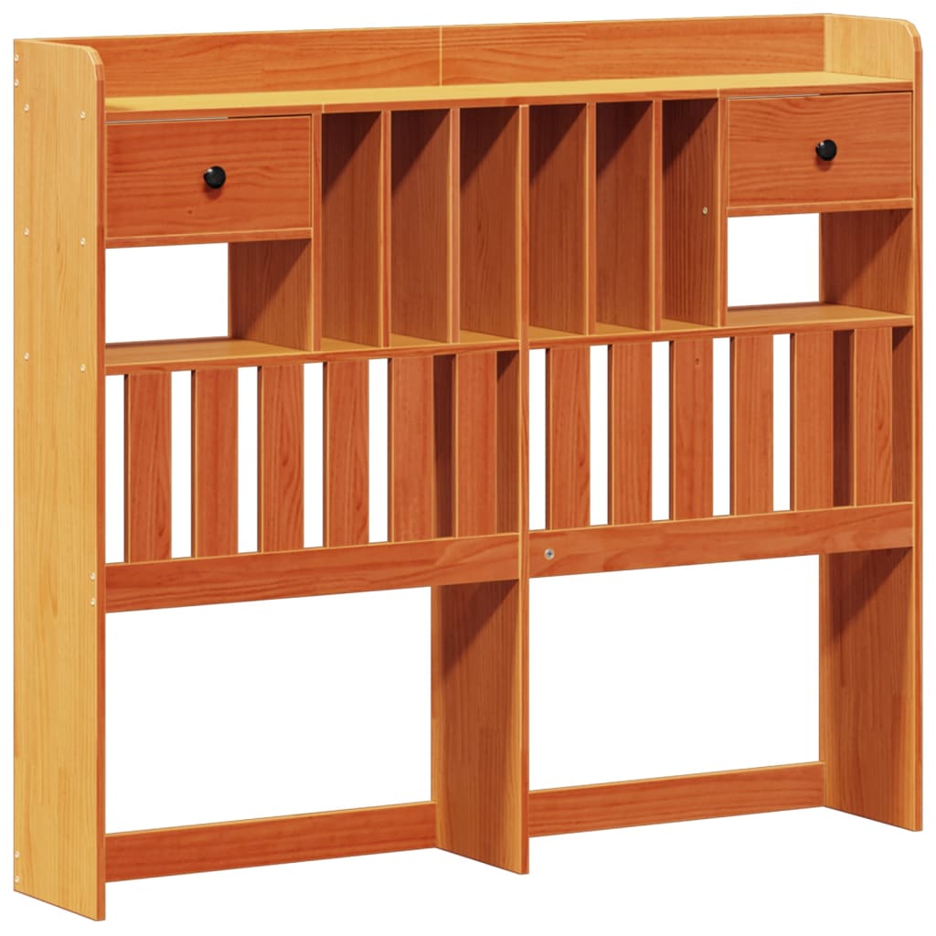 Lit bibliothèque sans matelas cire marron 135x190 cm pin massif - XIOS