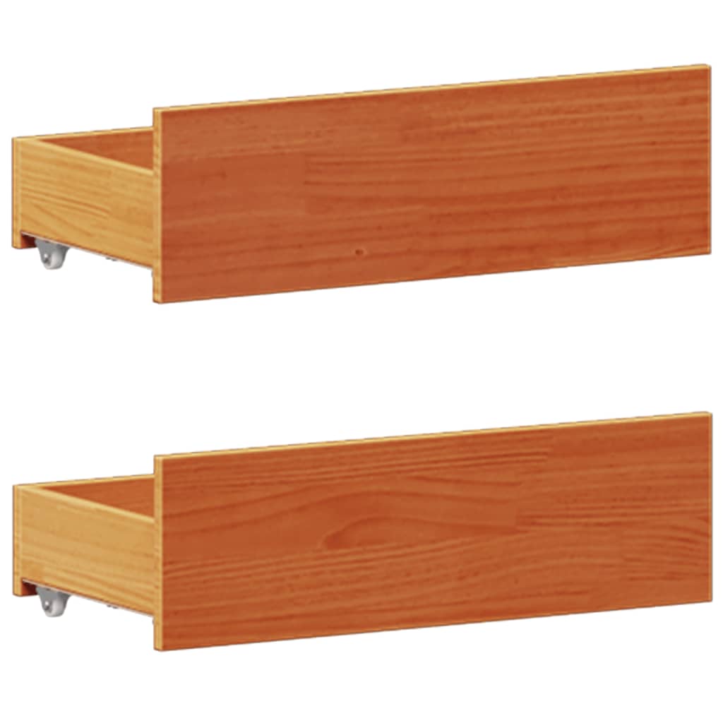 Lit bibliothèque sans matelas cire marron 135x190 cm pin massif - XIOS