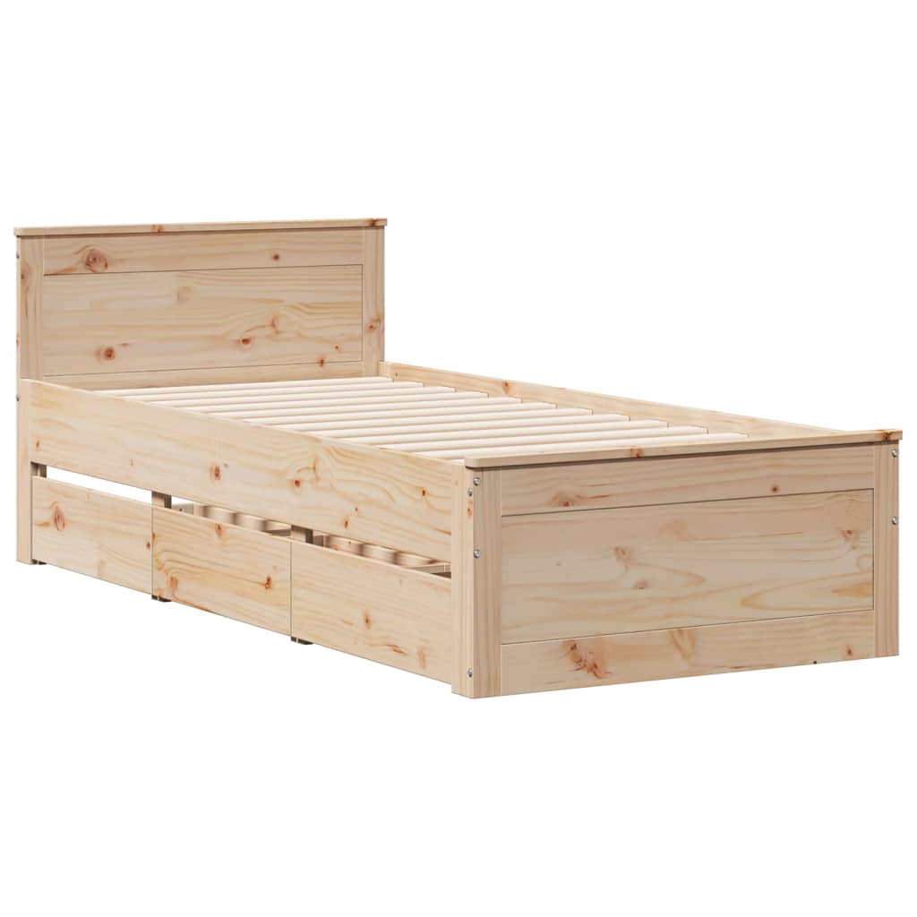 Lit bibliothèque sans matelas 90x190 cm bois de pin massif - XIOS