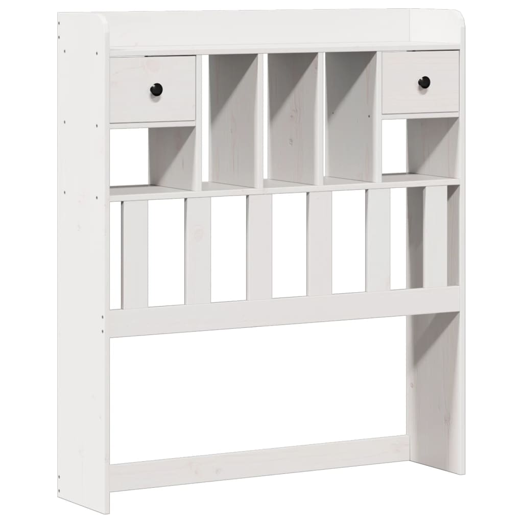 Lit bibliothèque sans matelas blanc 90x190cm bois de pin massif - XIOS