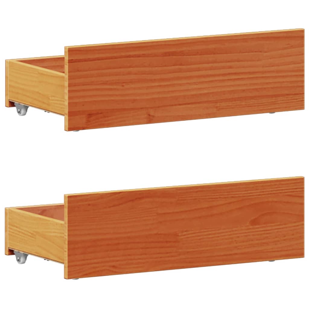 Lit bibliothèque sans matelas cire marron 75x190 cm pin massif - XIOS