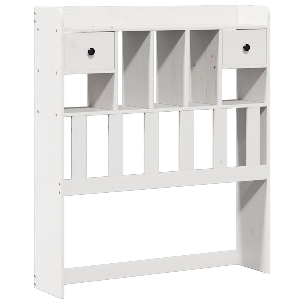 Lit bibliothèque sans matelas blanc 90x200cm bois de pin massif - XIOS