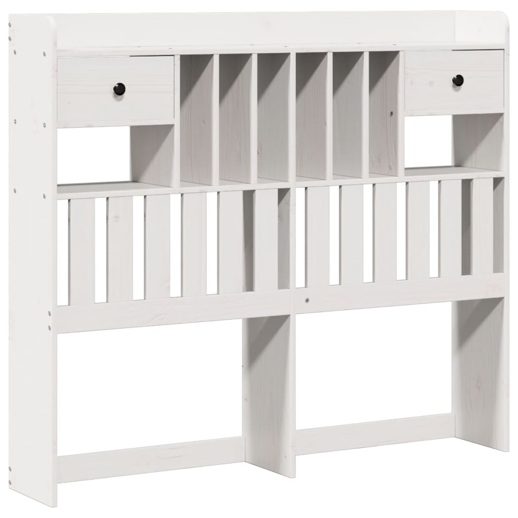 Lit bibliothèque sans matelas blanc 135x190 cm bois pin massif - XIOS