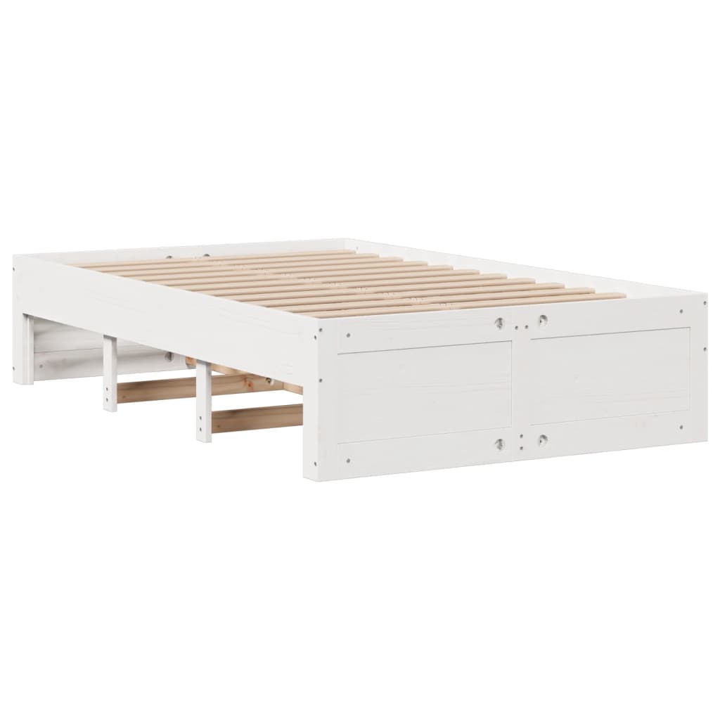 Lit bibliothèque sans matelas blanc 135x190 cm bois pin massif - XIOS