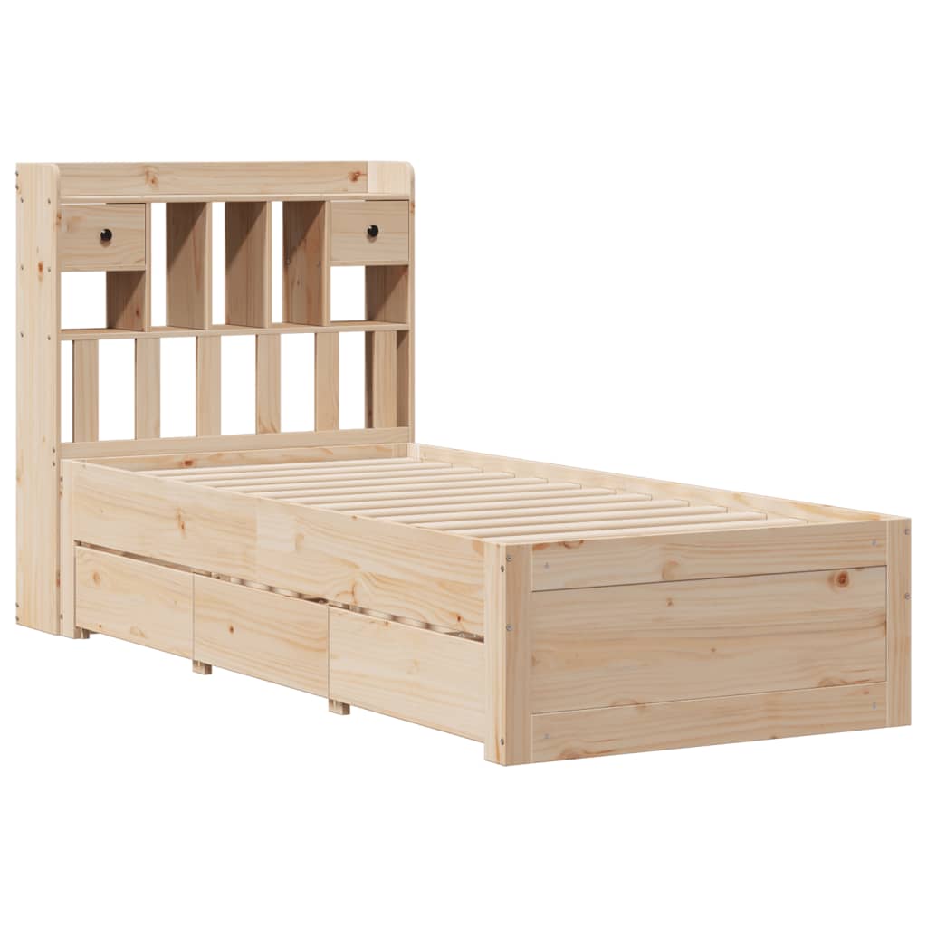 Lit bibliothèque sans matelas 75x190 cm bois de pin massif - XIOS