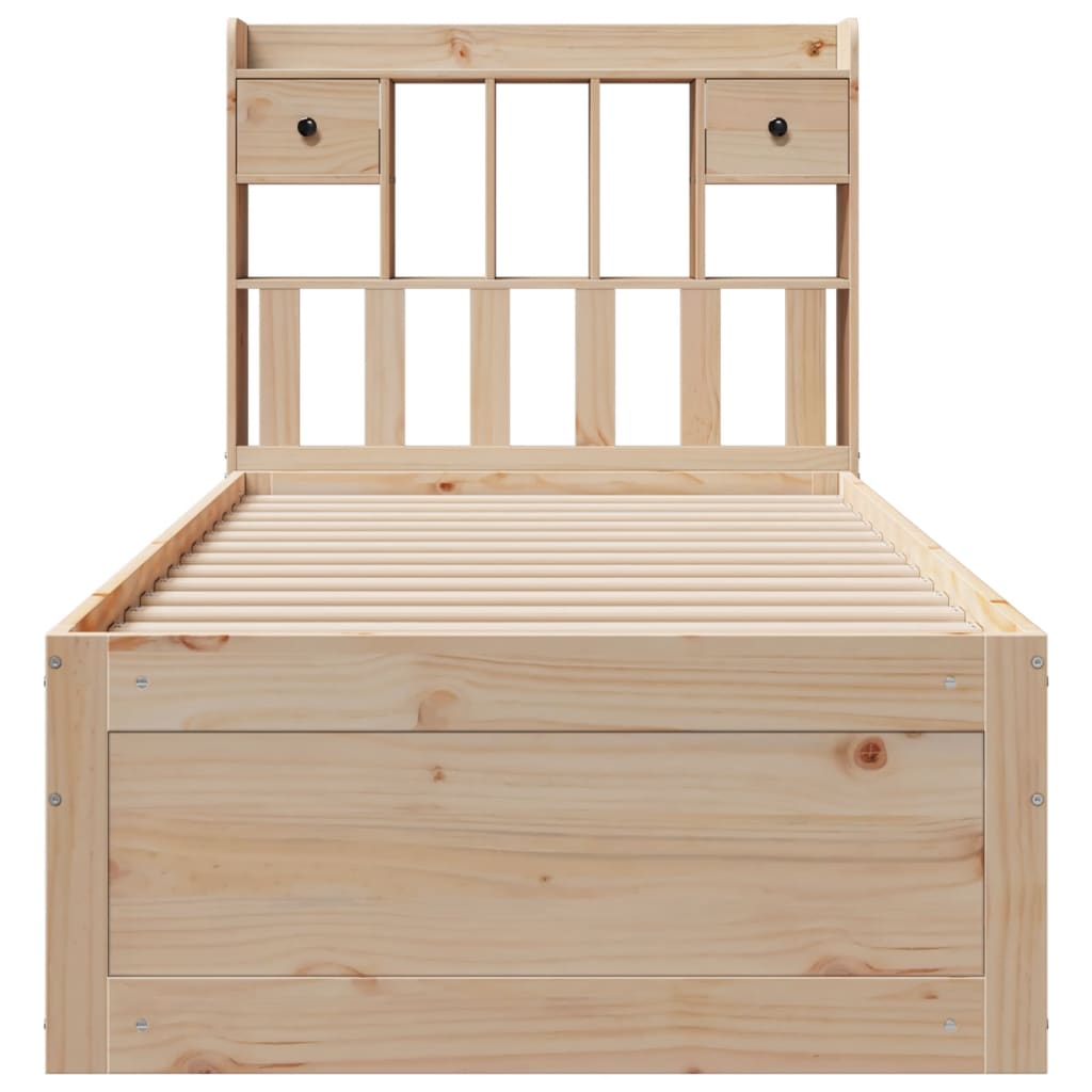 Lit bibliothèque sans matelas 75x190 cm bois de pin massif - XIOS