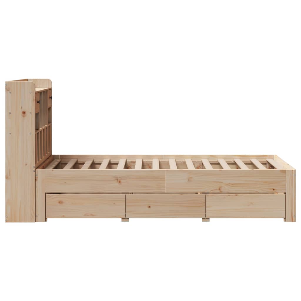 Lit bibliothèque sans matelas 75x190 cm bois de pin massif - XIOS