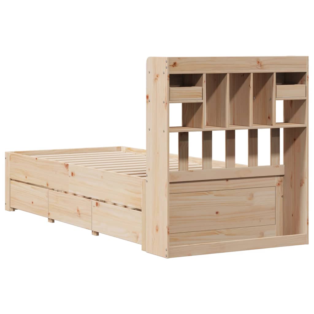 Lit bibliothèque sans matelas 75x190 cm bois de pin massif - XIOS