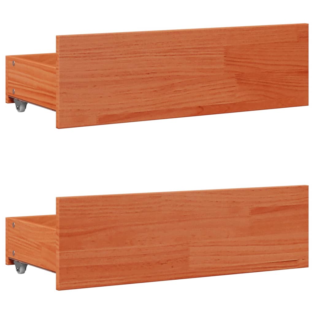 Lit bibliothèque sans matelas cire marron 75x190 cm pin massif - XIOS