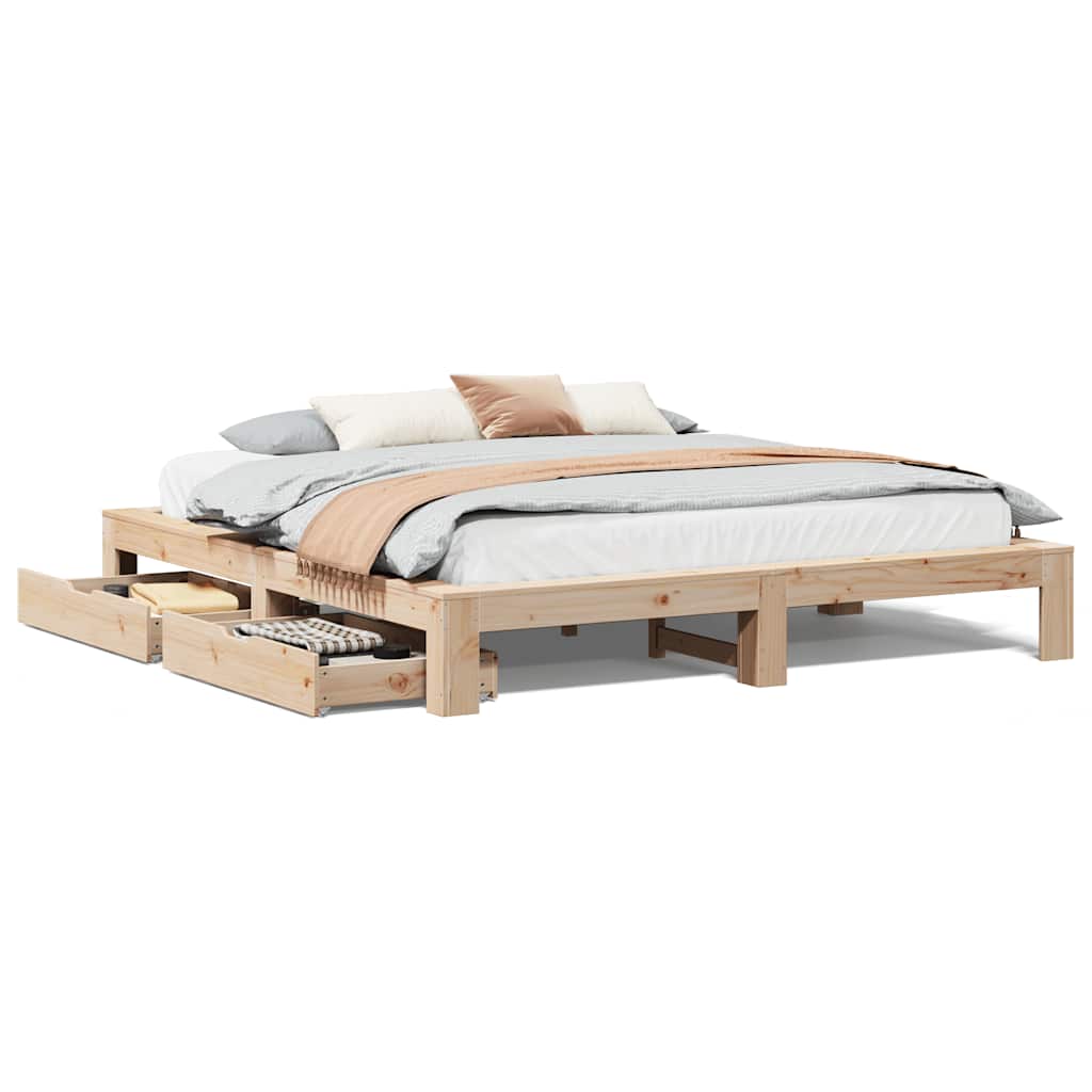 Cadre de lit sans matelas 200x200 cm bois massif de pin - XIOS