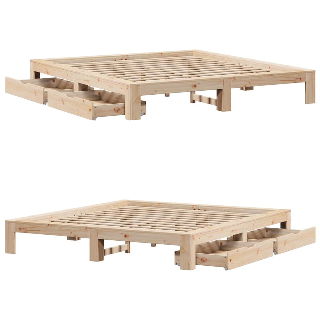 Cadre de lit sans matelas 200x200 cm bois massif de pin - XIOS